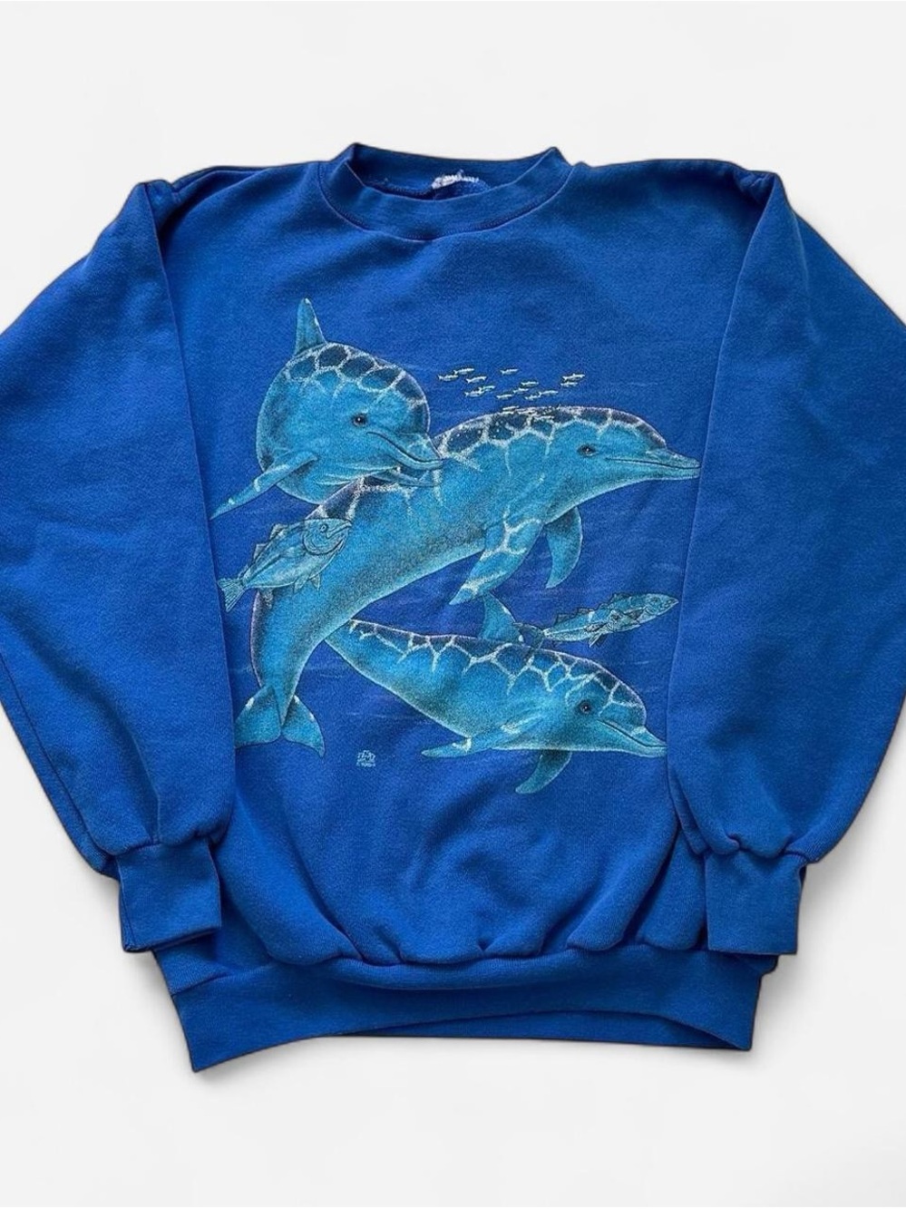 Vintage 1990s Blue Dolphin Graphic Sweatshirt L